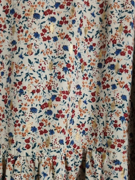 1XL Umgee Cream Floral Swing Dress with Blue and Red Accents - Picture 4 of 4